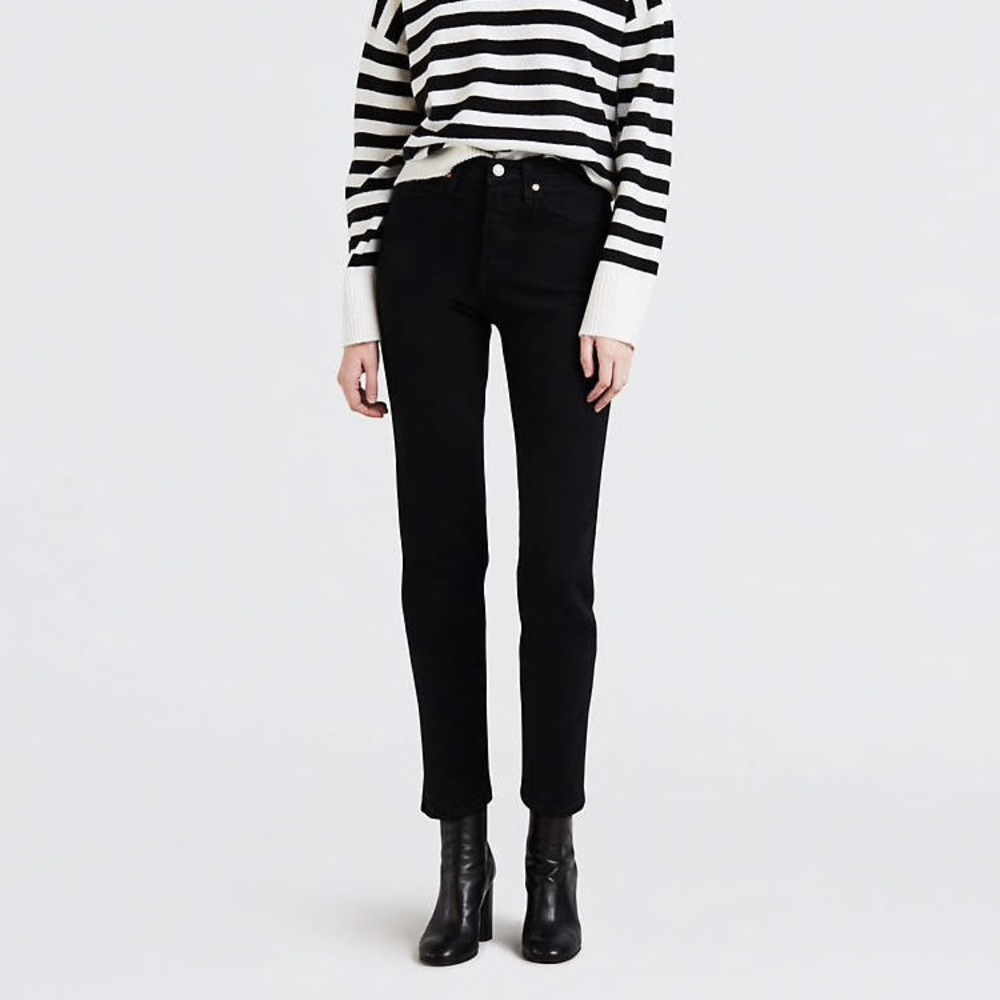 Levis Wedgie Fit Straight Black Jeans High Waisted